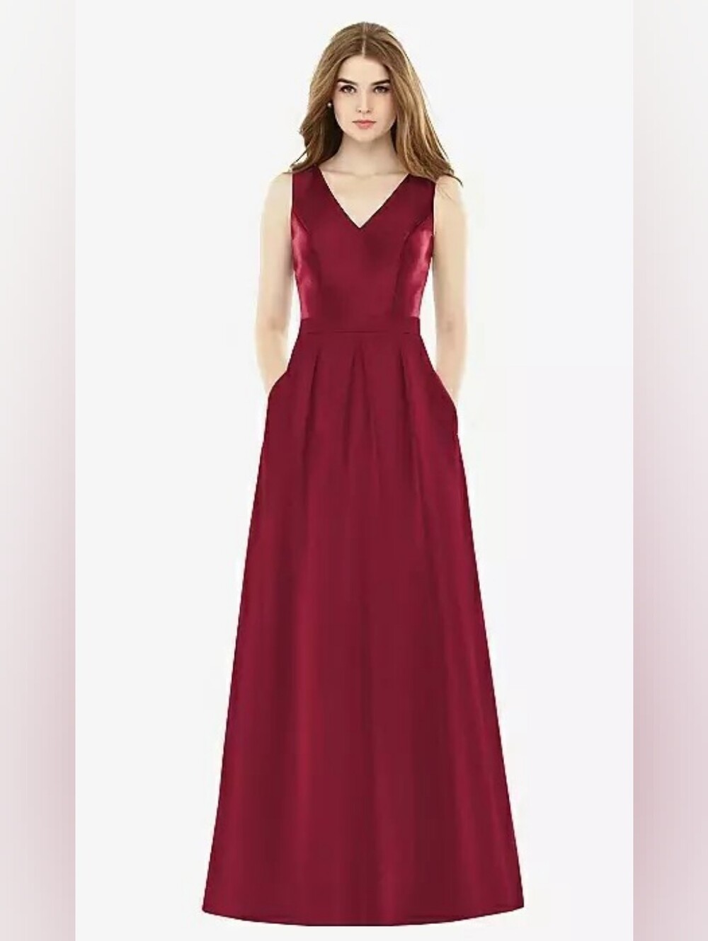Alfred Sung Elegant V-Neck Burgundy Evening Dress Bridesmaid Dress Size 10R New
